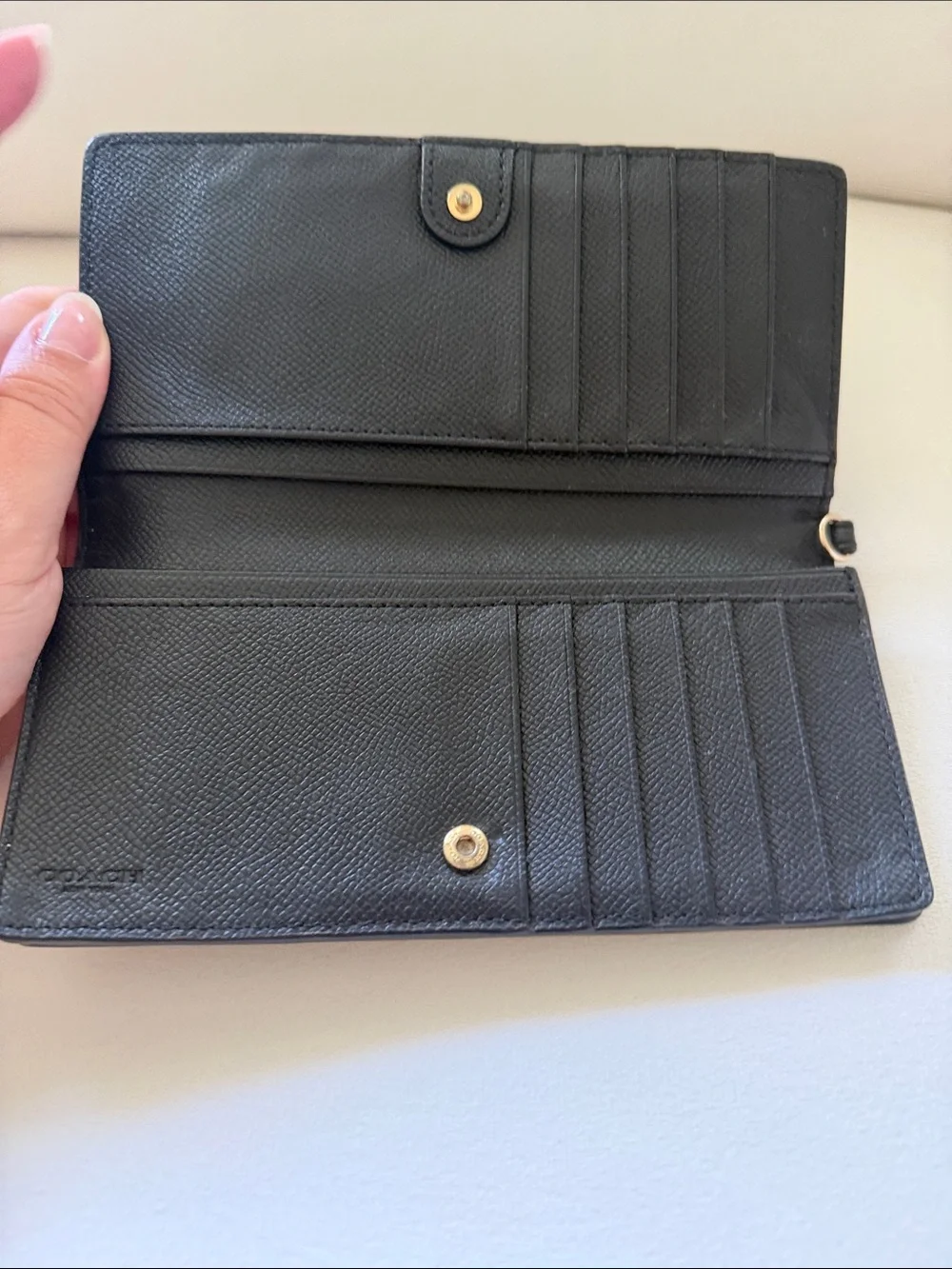 Coach Black Pebbled Leather Long Wallet - Classic Style